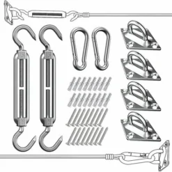 DHKLFA Kit De Fixation Pour Voile D'Ombrage - 304 Inoxydable Voile D'Ombrage, Kit De Fixation Voile D'ombrage Pour Triangle, Carré & Rectangle, Heavy Duty Antirouille Soleil Voile D'ombrage Kit De Fix