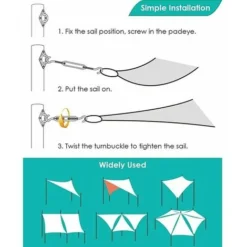 DHKLFA Kit De Fixation Pour Voile D'Ombrage - 304 Inoxydable Voile D'Ombrage, Kit De Fixation Voile D'ombrage Pour Triangle, Carré & Rectangle, Heavy Duty Antirouille Soleil Voile D'ombrage Kit De Fix -Promos Jardin Lumi Magasin 87908845 4