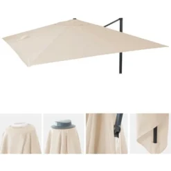 Toile De Rechange Pour Parasol Déporté De Luxe HWC, 3x3m - Crème -Promos Jardin Lumi Magasin 87923716 3