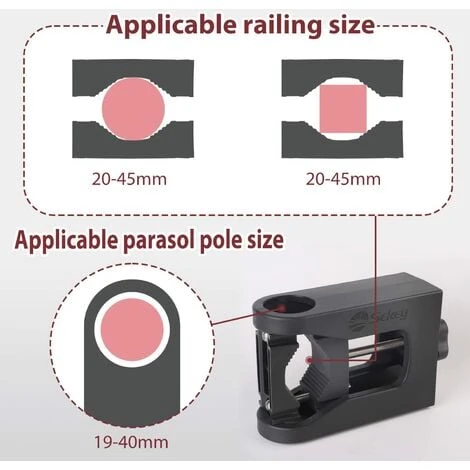Sekey Support De Parasol Balcon Pour Balustrade, Pied De Parasol, Pour Des Parasol Jusqu'à Ø 40mm, Balustrade De Balcon Rond/Carré 20mm-45mm 2 Sekey Support De Parasol Balcon Pour Balustrade, Pied De Parasol, Pour Des Parasol Jusqu'à Ø 40mm, Balustrade De Balcon Rond/Carré 20mm-45mm – Image 2