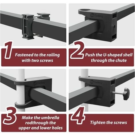 Sekey Support De Parasol Balcon Pour Balustrade, Pied De Parasol, Pour Des Parasol Jusqu'à Ø 40mm, Balustrade De Balcon Rond/Carré 20mm-45mm 3 Sekey Support De Parasol Balcon Pour Balustrade, Pied De Parasol, Pour Des Parasol Jusqu'à Ø 40mm, Balustrade De Balcon Rond/Carré 20mm-45mm – Image 3