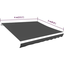 Toile D'auvent Anthracite 400x300 Cm -Promos Jardin Lumi Magasin 89133204 5