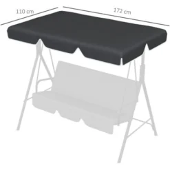 OUTSUNNY Toile De Rechange Pour Balancelle De Jardin Tissu Polyester Haute Densité 200 G/m² 192L X 144l Cm - Noir -Promos Jardin Lumi Magasin 89200052 3