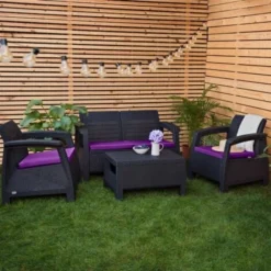 Gardenista Extérieur Remplacement Président Coussins De Siège, Résistant à L'eau Coussins De Siège De Canapé Pour Meubles En Rotin Avec Siège En Polyester Ignifugé Tampon, Violet (4 Pièces) -Promos Jardin Lumi Magasin 90263685 4