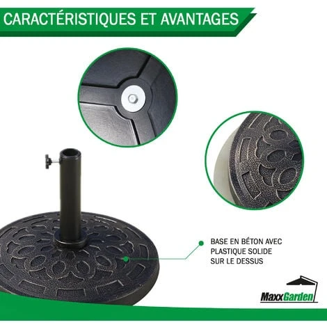 Pied De Parasol Béton - 14 Kg - Noir - MaxxGarden 3 Pied De Parasol Béton - 14 Kg - Noir - MaxxGarden – Image 3