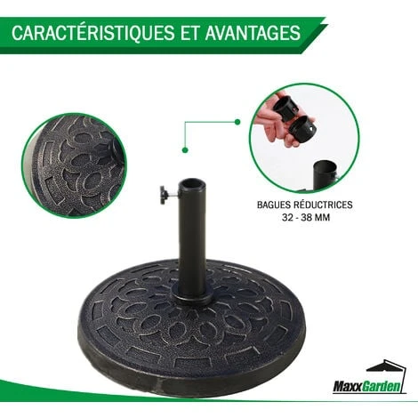 Pied De Parasol Béton - 14 Kg - Noir - MaxxGarden 4 Pied De Parasol Béton - 14 Kg - Noir - MaxxGarden – Image 4