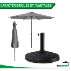 Pied De Parasol Béton - 14 Kg - Noir - MaxxGarden 9 Pied De Parasol Béton - 14 Kg - Noir - MaxxGarden -Promos Jardin Lumi Magasin 90281974 5