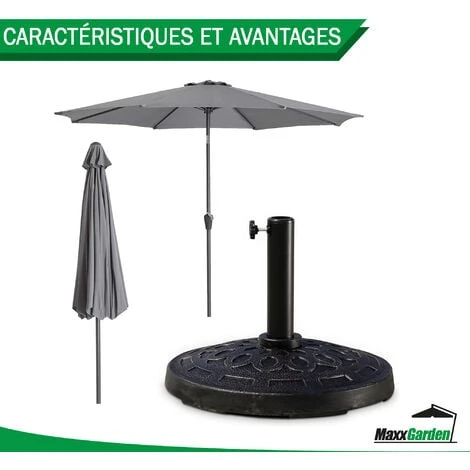 Pied De Parasol Béton - 14 Kg - Noir - MaxxGarden 5 Pied De Parasol Béton - 14 Kg - Noir - MaxxGarden – Image 5