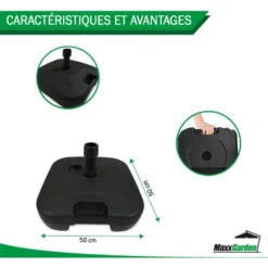 Pied De Parasol - Plastique - Remplissable Jusqu'à 20 Kg - Noir - MaxxGarden -Promos Jardin Lumi Magasin 90281977 4