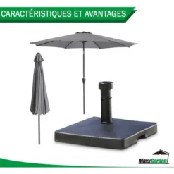 Pied De Parasol Beton -Socle De Parasol - Carré - 27 Kg - Noir - MaxxGarden 9 Pied De Parasol Beton -Socle De Parasol - Carré - 27 Kg - Noir - MaxxGarden -Promos Jardin Lumi Magasin 90281981 5