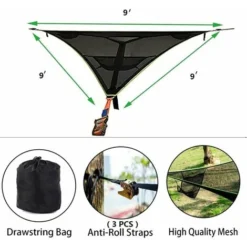 Grand Hamac Aérien Triangulaire Pour Arbre De Camping Hamac Portable Multi-Personnes Conception Pour 3 Personnes Pour Voyage Arrière-Cour Extérieur Jardin Camping -Promos Jardin Lumi Magasin 90519999 4