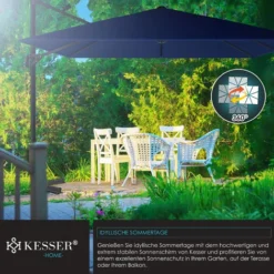 KESSER® Parasol Parasol Suspendu SUN XL 300 X 300 Cm, Avec Housse Et Barre De Renfort Au Vent, Pivotant, Inclinable, Basculant Grand Parasol Avec Une Rotation à 360° Parasol De Jardin Avec Manivelle -Promos Jardin Lumi Magasin 90909873 3