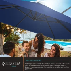 KESSER® Parasol Parasol Suspendu SUN XL 300 X 300 Cm, Avec Housse Et Barre De Renfort Au Vent, Pivotant, Inclinable, Basculant Grand Parasol Avec Une Rotation à 360° Parasol De Jardin Avec Manivelle -Promos Jardin Lumi Magasin 90909873 4