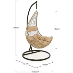 Fauteuil Suspendu Bizzotto Amirantes - Naturel -Promos Jardin Lumi Magasin 91120050 4