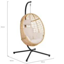 Fauteuil Oeuf Suspendu Ajouré Effet Rotin Avec Coussin écru -Promos Jardin Lumi Magasin 91245124 5