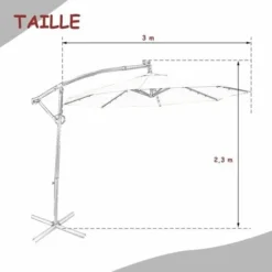 COSTWAY Parasol Déporté Exterieur Lumières LED Solaires 3M, Parasol De Marché à 8 Côtes En Aluminium, Réglages D'Inclinaison Rotation, Manivelle, Base Croisée, Pour Jardin Terrasse Rouge -Promos Jardin Lumi Magasin 91376412 4