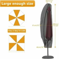Housse De Protection Pour Parasol Déporté Grande 3 X 4m Avec Tige Télescopique Couverture Pour Parasol De Jardin Imperméable Anti-UV -Promos Jardin Lumi Magasin 92464222 2