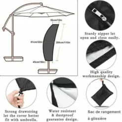 Housse De Protection Pour Parasol Déporté Grande 3 X 4m Avec Tige Télescopique Couverture Pour Parasol De Jardin Imperméable Anti-UV -Promos Jardin Lumi Magasin 92464222 3
