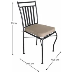 Ensemble De 4 Chaises De Jardin Avec Coussin Chillvert Tivoli 40,5x50,5x89 Cm Fabriquées En Acier Et Polyester Noir Et Beige -Promos Jardin Lumi Magasin 92748299 4