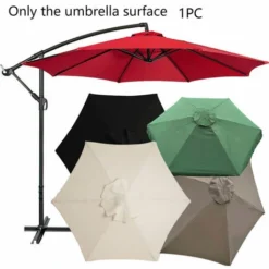 Housse De Rechange Pour Parasol, 6 Baleines, 2 M, Imperméable, Anti-UV, Tissu De Rechange, Kaki -Promos Jardin Lumi Magasin 93406247 4