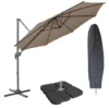 SVITA Parapluie Beige 3m Parasol Alu Pivotant Parasol Jardin Terrasse