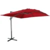 Parasol Déporté Carré 3 X 3m Haut De Gamme - Falgos - Rouge - Parasol Excentré Inclinable. Rabattable Et Rotatif à 360°.