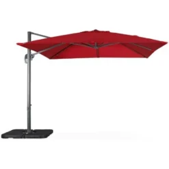 Parasol Déporté Carré 3 X 3m Haut De Gamme - Falgos - Rouge - Parasol Excentré Inclinable. Rabattable Et Rotatif à 360°. -Promos Jardin Lumi Magasin 94156296 3