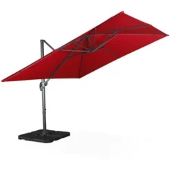Parasol Déporté Carré 3 X 3m Haut De Gamme - Falgos - Rouge - Parasol Excentré Inclinable. Rabattable Et Rotatif à 360°. -Promos Jardin Lumi Magasin 94156296 4
