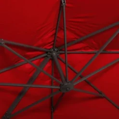 Parasol Déporté Carré 3 X 3m Haut De Gamme - Falgos - Rouge - Parasol Excentré Inclinable. Rabattable Et Rotatif à 360°. -Promos Jardin Lumi Magasin 94156296 5