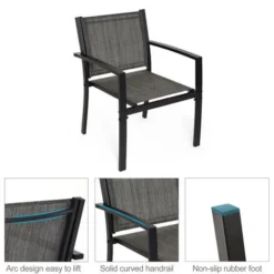 Salon De Jardin 2 Places 3 Pièces - 2 Chaises Et 1 Table Basse Plateau Verre Trempé Pour Jardin, Terrasse, Gris - IntimaTe WM Heart -Promos Jardin Lumi Magasin 94227817 4