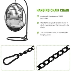 ChaîNe De Chaise Suspendue En Acier Avec 2 Mousquetons, Ensemble De ChaîNe De Hamac De BalançOire De Porche Robuste, Pour BalançOires De Hamac (66 Cm) -Promos Jardin Lumi Magasin 94712170 5