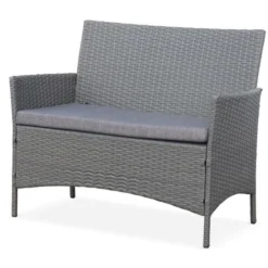 Ensemble De Jardin En Résine Tressée. Salon 4 Places Fauteuil Moltès Gris / Gris -Promos Jardin Lumi Magasin 9505811 4