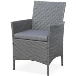 Ensemble De Jardin En Résine Tressée. Salon 4 Places Fauteuil Moltès Gris / Gris -Promos Jardin Lumi Magasin 9505811 5