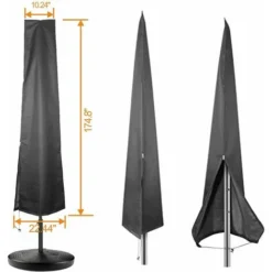 Housse De Parapluie 2-4m De Large Tissu Oxford 210D Imperméable, Anti-poussière Et Anti-UV 265x40/70/50cm -Promos Jardin Lumi Magasin 95078914 5