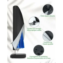 Housse De Parasol En Tissu Oxford 210D Résistante à L’eau, Au Vent, Aux UV Et Aux Déchirures Extra Large Avec Fermeture éclair 280cm:30x81x45cm -Promos Jardin Lumi Magasin 95434203 3