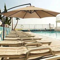 Housse De Rechange Pour Parasol, 8 Baleines, 3 M, Imperméable, Anti-UV, Tissu De Rechange - Kaki -Promos Jardin Lumi Magasin 95434208 3