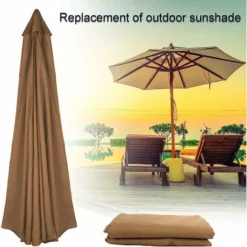 Housse De Rechange Pour Parasol, 8 Baleines, 3 M, Imperméable, Anti-UV, Tissu De Rechange - Kaki -Promos Jardin Lumi Magasin 95434208 4