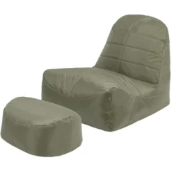 Veeva Pouf Fauteuil Et Repose-Pieds Vista, XL Poufs D’intérieur Et D’extérieur, Vert Olive