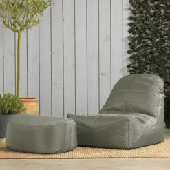 Veeva Pouf Fauteuil Et Repose-Pieds Vista, XL Poufs D’intérieur Et D’extérieur, Vert Olive -Promos Jardin Lumi Magasin 95900288 3