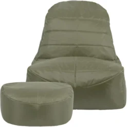 Veeva Pouf Fauteuil Et Repose-Pieds Vista, XL Poufs D’intérieur Et D’extérieur, Vert Olive -Promos Jardin Lumi Magasin 95900288 4