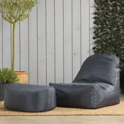 Veeva Pouf Fauteuil Et Repose-Pieds Vista, XL Poufs D’intérieur Et D’extérieur, Gris -Promos Jardin Lumi Magasin 95900352 3