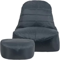 Veeva Pouf Fauteuil Et Repose-Pieds Vista, XL Poufs D’intérieur Et D’extérieur, Gris -Promos Jardin Lumi Magasin 95900352 4