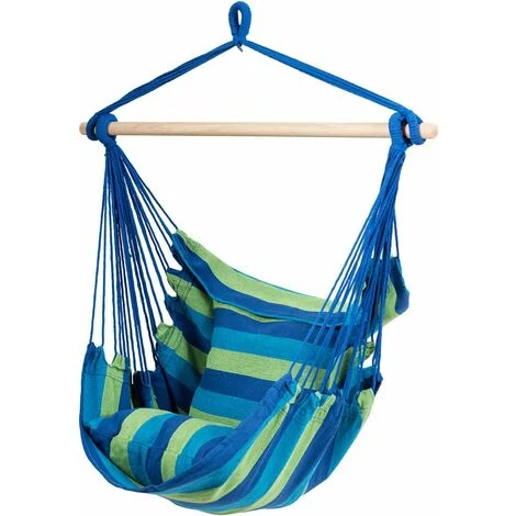 RELAX4LIFE Chaise Hamac Pivotant à La Corde Avec 2 Coussins Pour Intérieur Et Extérieur,Fauteuil Suspendu Charge Max 160KG Pour Jardin Chambre Patio,120X99CM (Bleu) 1 RELAX4LIFE Chaise Hamac Pivotant à La Corde Avec 2 Coussins Pour Intérieur Et Extérieur,Fauteuil Suspendu Charge Max 160KG Pour Jardin Chambre Patio,120X99CM (Bleu)