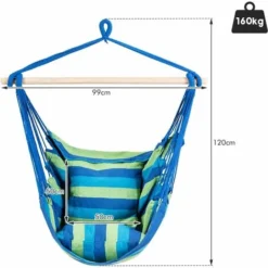 RELAX4LIFE Chaise Hamac Pivotant à La Corde Avec 2 Coussins Pour Intérieur Et Extérieur,Fauteuil Suspendu Charge Max 160KG Pour Jardin Chambre Patio,120X99CM (Bleu) 9 RELAX4LIFE Chaise Hamac Pivotant à La Corde Avec 2 Coussins Pour Intérieur Et Extérieur,Fauteuil Suspendu Charge Max 160KG Pour Jardin Chambre Patio,120X99CM (Bleu) -Promos Jardin Lumi Magasin 96101965 5