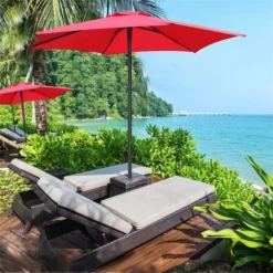 ZOLGINAH Parasol De Jardin Avec 6 Baleines Robustes, Parasol De Plage, Abri De Jardin, Pour Balcon, Terrasse, Terrasse, Piscine (diamètre 3 M) - Rouge -Promos Jardin Lumi Magasin 96234680 4