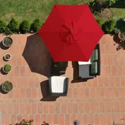 ZOLGINAH Parasol De Jardin Avec 6 Baleines Robustes, Parasol De Plage, Abri De Jardin, Pour Balcon, Terrasse, Terrasse, Piscine (diamètre 3 M) - Rouge -Promos Jardin Lumi Magasin 96234680 5