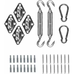 Accessoire Pour Voile Dombrage　Kit De Fixation Voile D'ombrage - Acier Inoxydable 304 Kit Accessoires De Fixation De Matériel Pour Voile D'ombrage, Toile D'ombrage Triangulaire, Carré