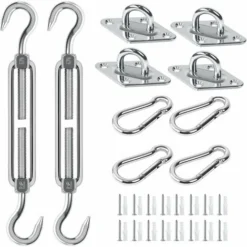 M6 Kit De Fixation Pour Voile D'ombrage, Acier Inoxydable Soleil Voile D'ombrage Kit De Fixation Pour Triangle Et Carré, Rectangle, Du Soleil Voile D'ombrage Accessoires De Fixation