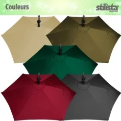 STILISTA Parapluie 350 Cm Avec éclairage LED Et Dispositif à Manivelle, Couverture Incluse, Anthracite -Promos Jardin Lumi Magasin 96809777 5