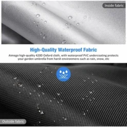 Couverture étanche En Oxford Noir A Pour Parasol De Jardin De 265cm, Avec Housse De Protection -Promos Jardin Lumi Magasin 97236466 3
